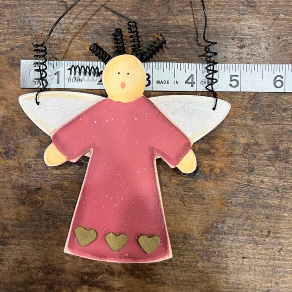 Vintage Collectible Christmas Ornaments keepsakes wood angel with wire hair - Picture 3 of 6
